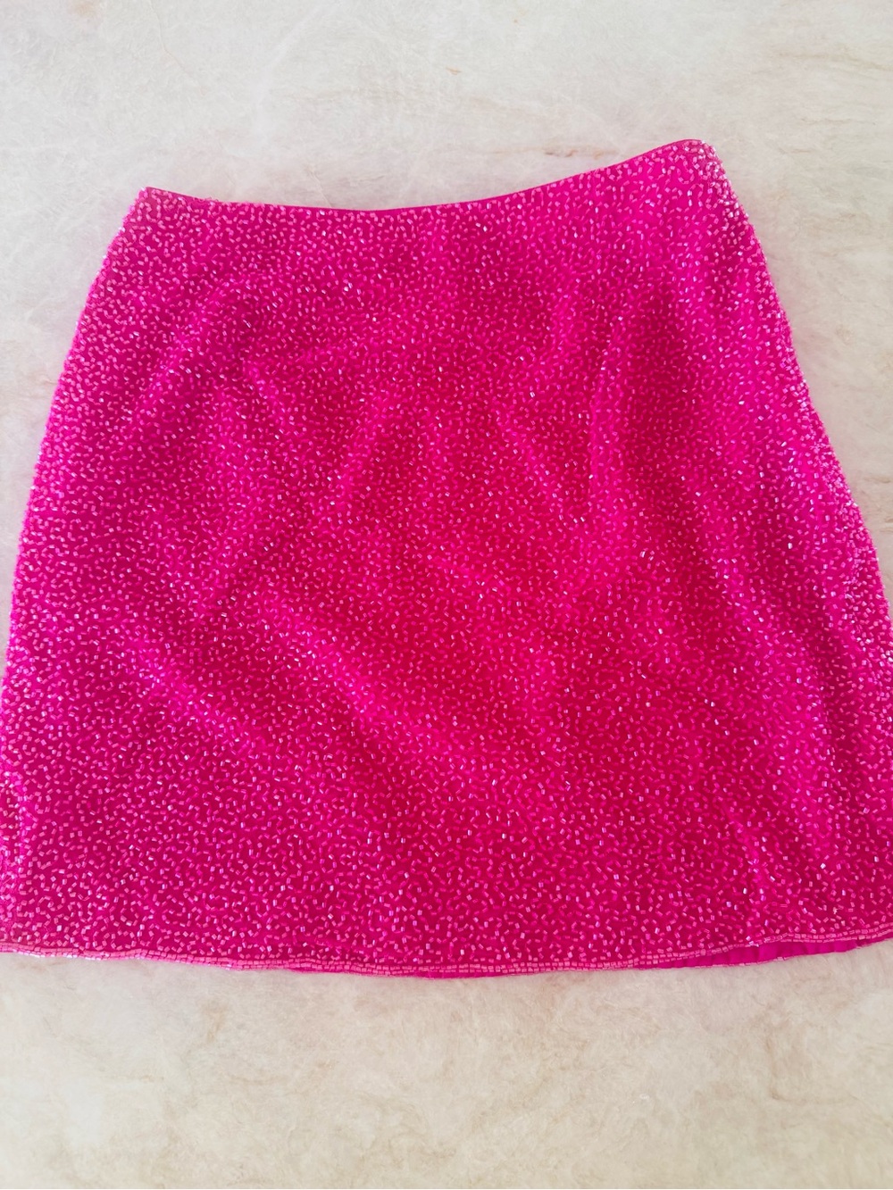 Vintage Cache Pink Fully Beaded Silk Mini Skirt Size 2 Y2K Party Barbiecore